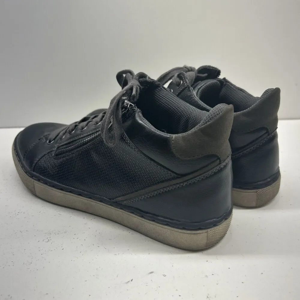 London Underground Men’s Size 8 Black Leather High-top Zip Sneakers
